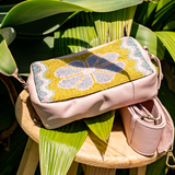 H&S WANDER CROSSBODY SET - OOAK BEADED PANEL - ROSE QUARTZ - NO. 17126