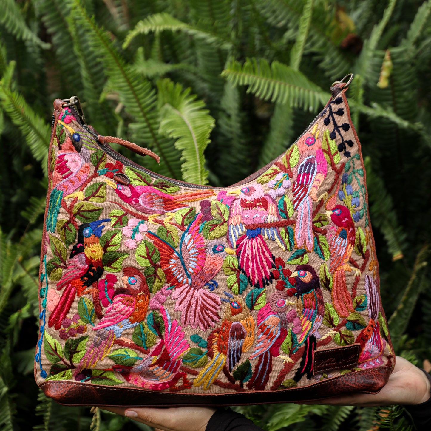 **SHIP WINDOW** PENELOPE BAG - H&S EMBROIDERED BIRDS - COPPER - NO. 201094