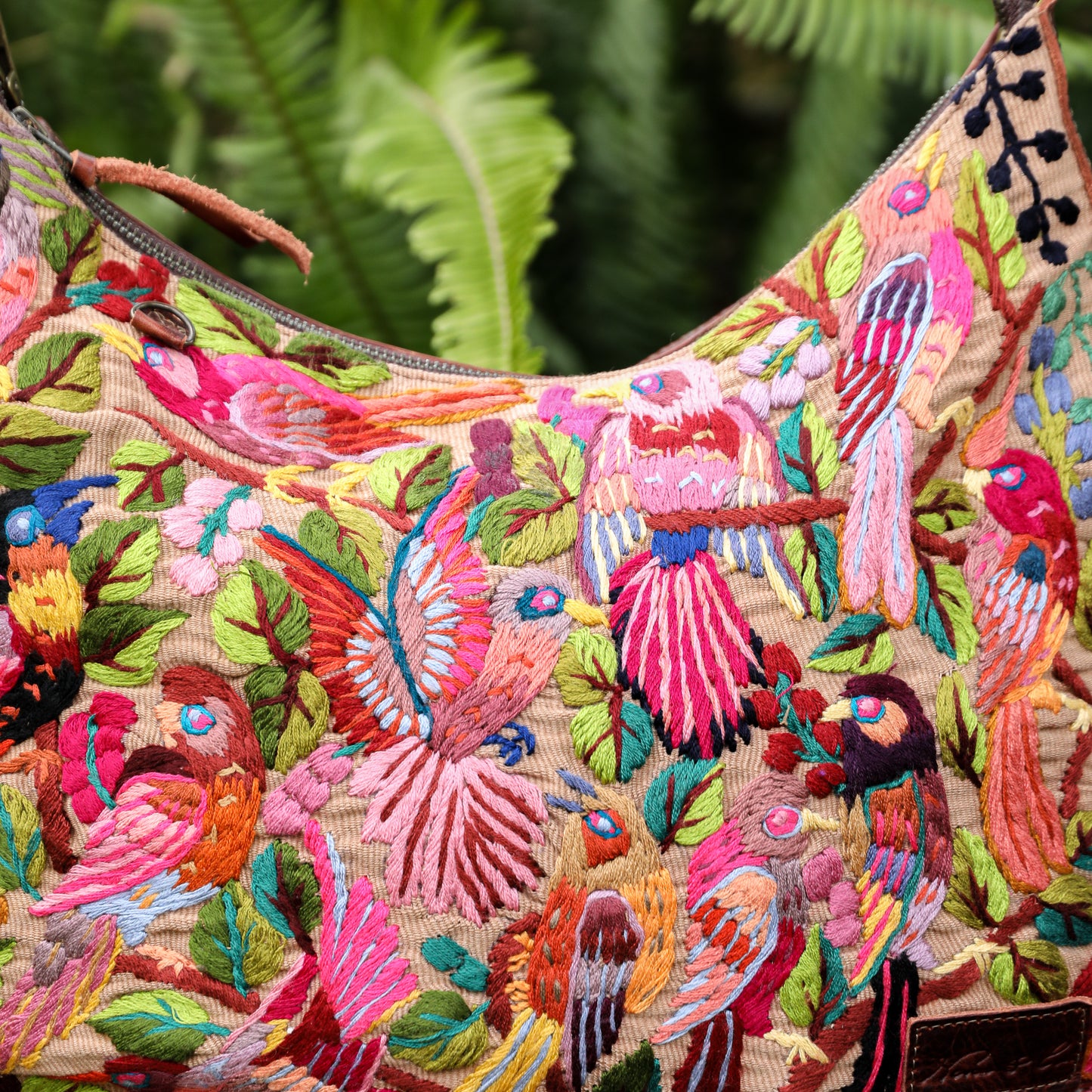 **SHIP WINDOW** PENELOPE BAG - H&S EMBROIDERED BIRDS - COPPER - NO. 201094