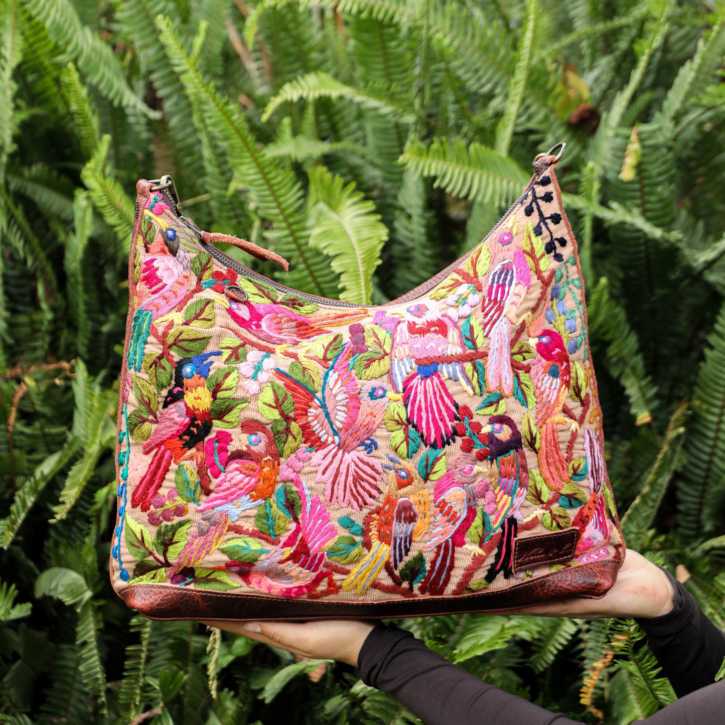 **SHIP WINDOW** PENELOPE BAG - H&S EMBROIDERED BIRDS - COPPER - NO. 201094