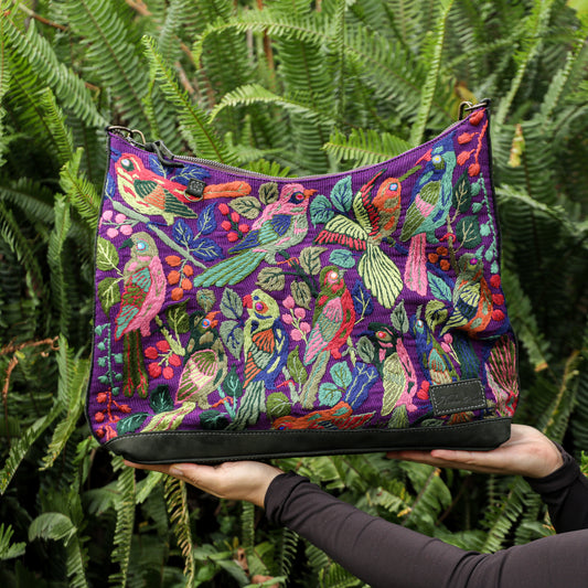 **SHIP WINDOW** PENELOPE BAG - H&S EMBROIDERED BIRDS - VERDE MUZGO - NO. 201088