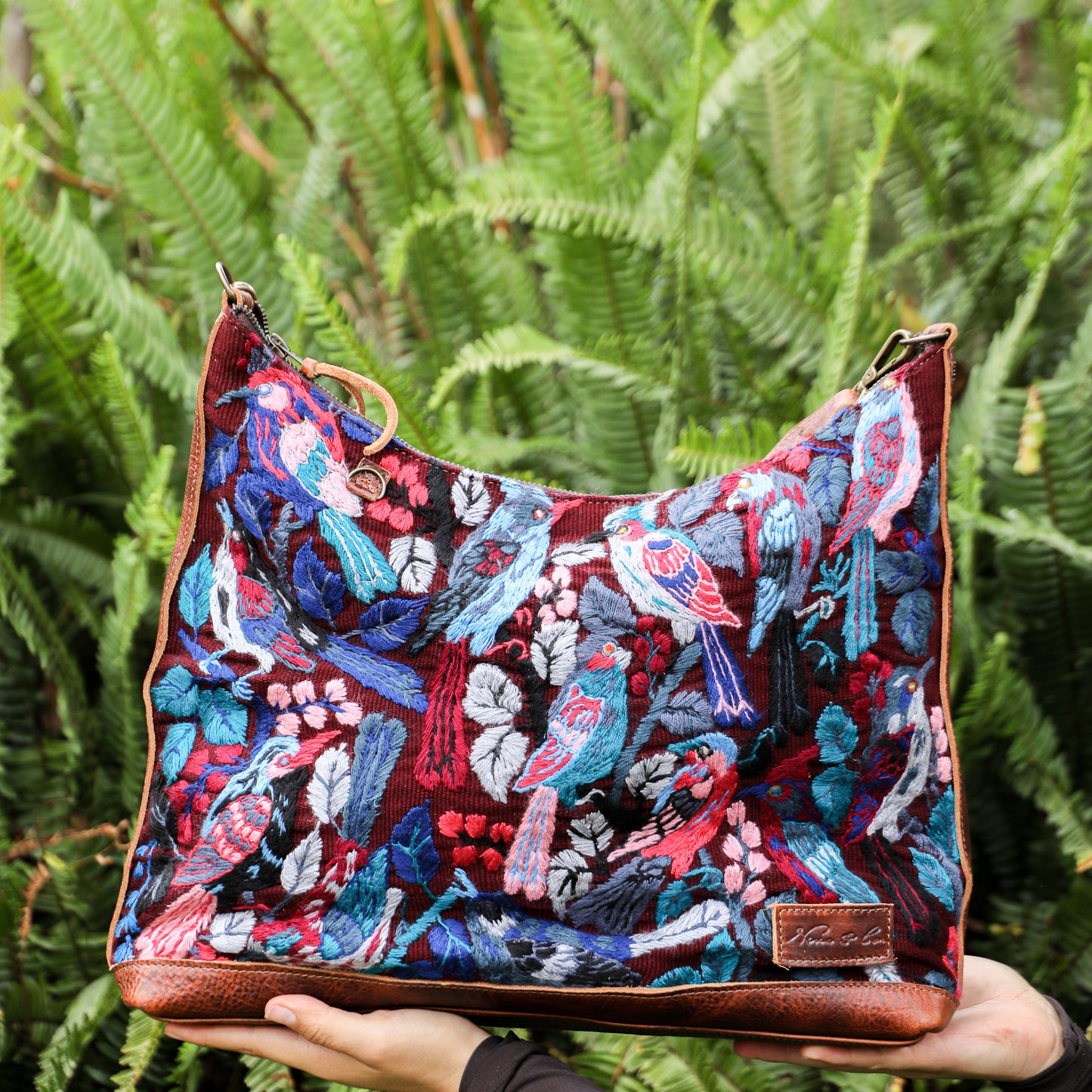 **SHIP WINDOW** PENELOPE BAG - H&S EMBROIDERED BIRDS - HONEY - NO. 201092