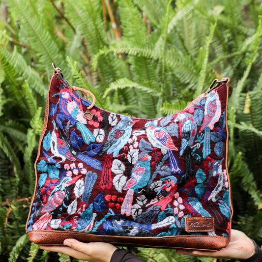 **SHIP WINDOW** PENELOPE BAG - H&S EMBROIDERED BIRDS - HONEY - NO. 201092