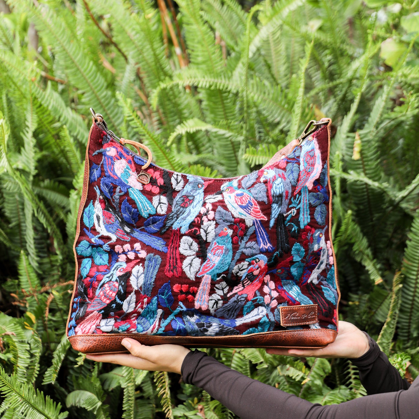 **SHIP WINDOW** PENELOPE BAG - H&S EMBROIDERED BIRDS - HONEY - NO. 201092