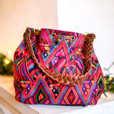 DRAWSTRING BUCKET BAG - OOAK HUIPIL - HONEY - NO. 18945