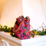 DRAWSTRING BUCKET BAG - OOAK HUIPIL - HONEY - NO. 18945