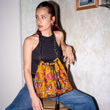 DRAWSTRING BUCKET BAG - OOAK HUIPIL - BLACK - NO. 202471