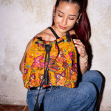 DRAWSTRING BUCKET BAG - OOAK HUIPIL - BLACK - NO. 202471