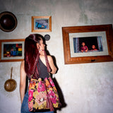 DRAWSTRING BUCKET BAG - OOAK HUIPIL - VINO TINTO - NO. 202474