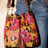 DRAWSTRING BUCKET BAG - OOAK HUIPIL - VINO TINTO - NO. 202474