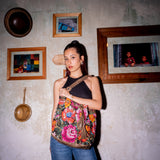 DRAWSTRING BUCKET BAG - OOAK HUIPIL - FOSSIL - NO. 202477