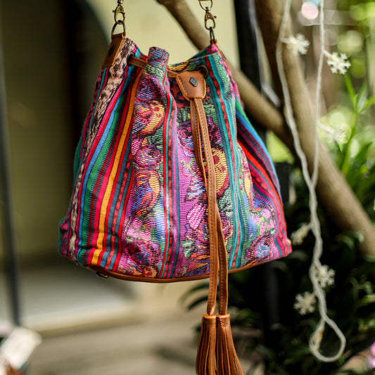 DRAWSTRING BUCKET BAG - CORTE - CAFE - NO. 18450