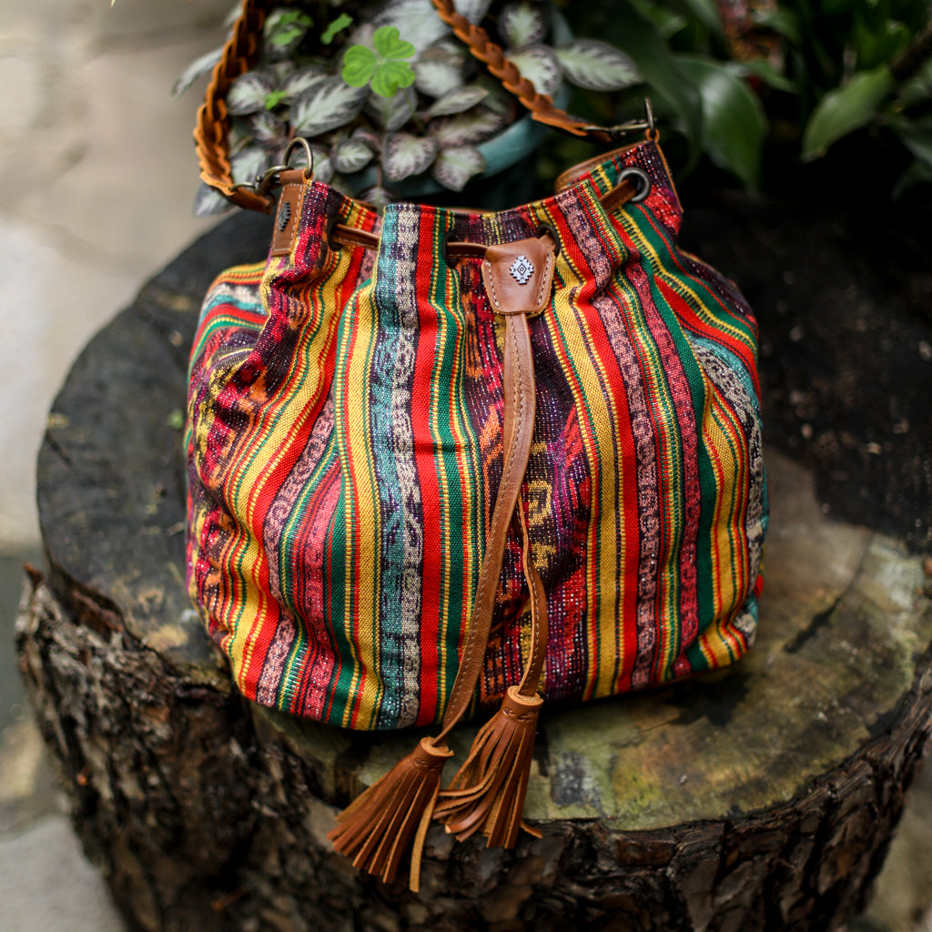 DRAWSTRING BUCKET BAG - CORTE - CAFE - NO. 18454