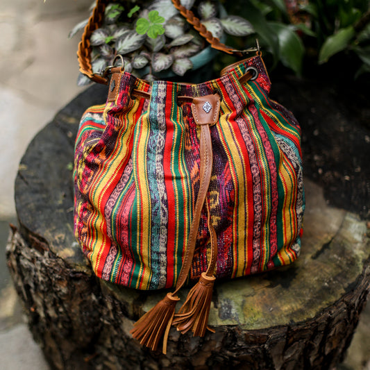 DRAWSTRING BUCKET BAG - CORTE - CAFE - NO. 18454