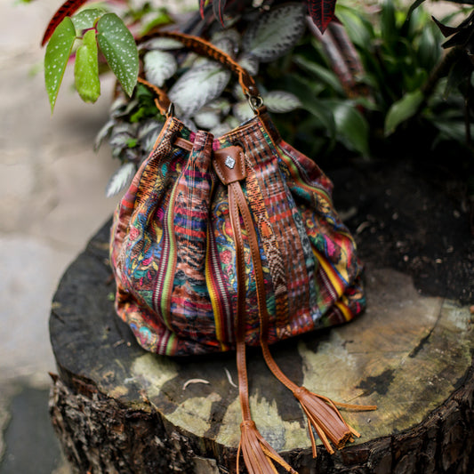 DRAWSTRING BUCKET BAG - CORTE - CAFE - NO. 18453