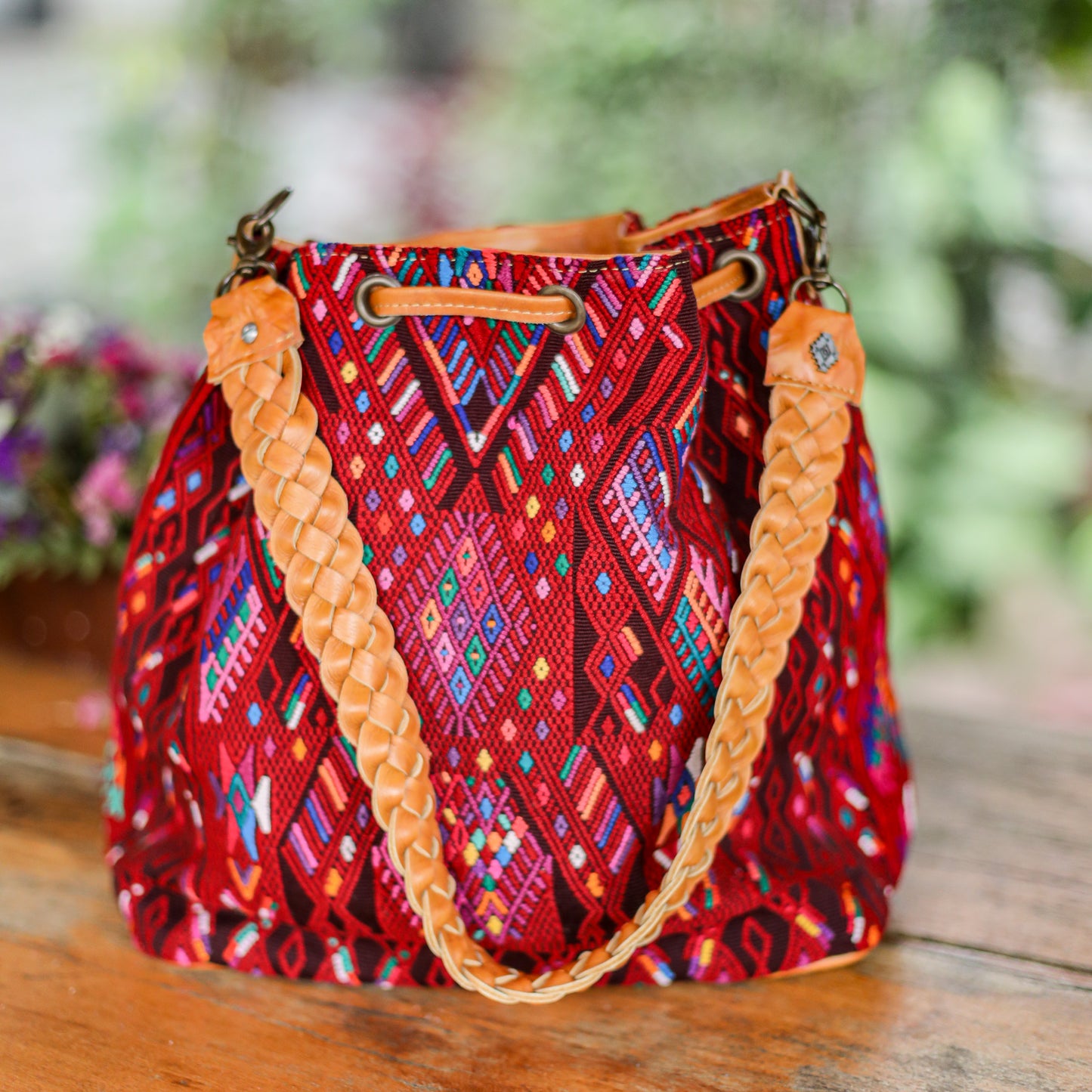 DRAWSTRING BUCKET BAG - OOAK HUIPIL - DUNA AMARILLA - NO. 19326