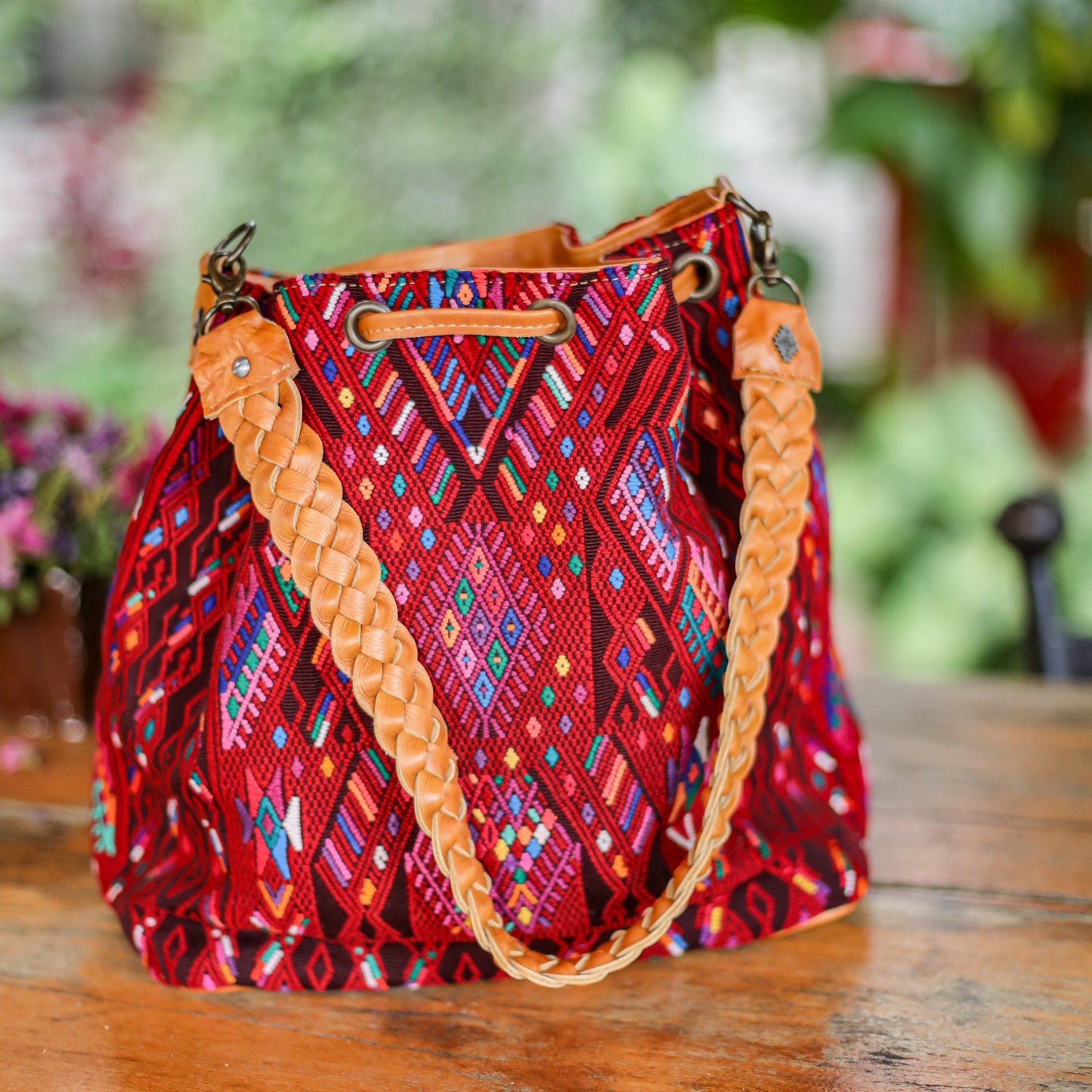 DRAWSTRING BUCKET BAG - OOAK HUIPIL - DUNA AMARILLA - NO. 19326