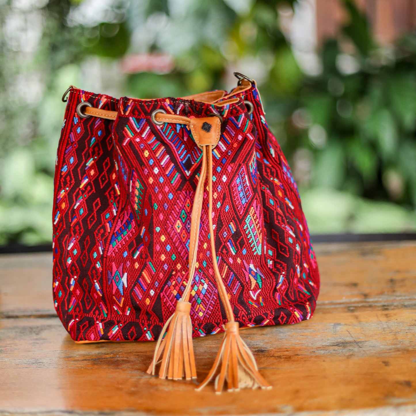 DRAWSTRING BUCKET BAG - OOAK HUIPIL - DUNA AMARILLA - NO. 19326