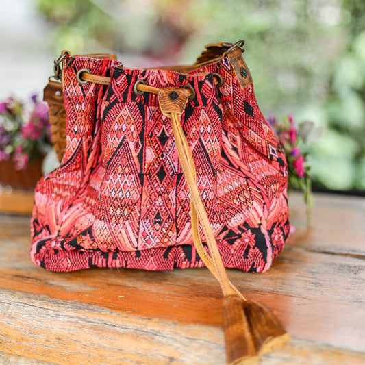 DRAWSTRING BUCKET BAG - OOAK HUIPIL - WRANGLER - NO. 19328