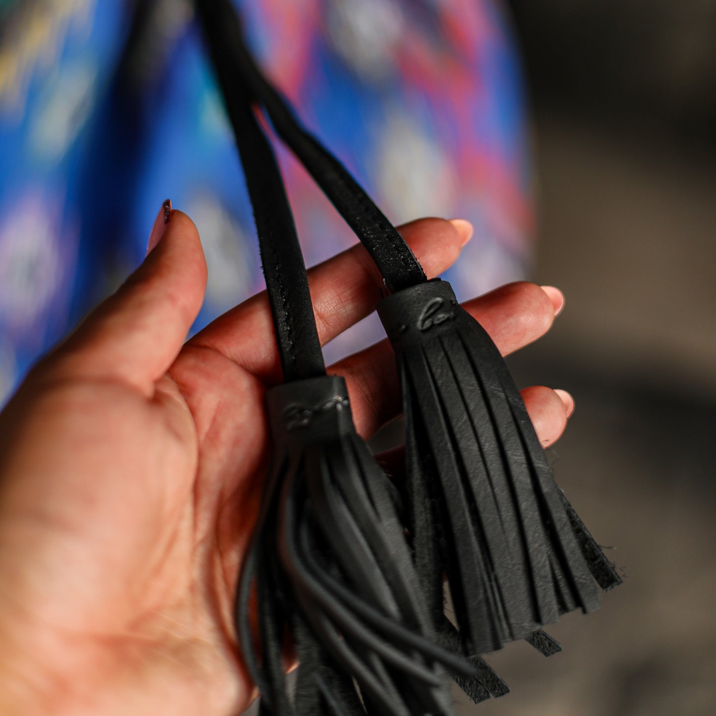 DRAWSTRING BUCKET BAG - OOAK HUIPIL - BLACK - NO. 19319