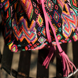 DRAWSTRING BUCKET BAG - OOAK HUIPIL - BABY RHINO - NO. 19078