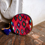 CIRCLE COIN PURSE - OOAK HUIPIL - CAFE - NO. 19036
