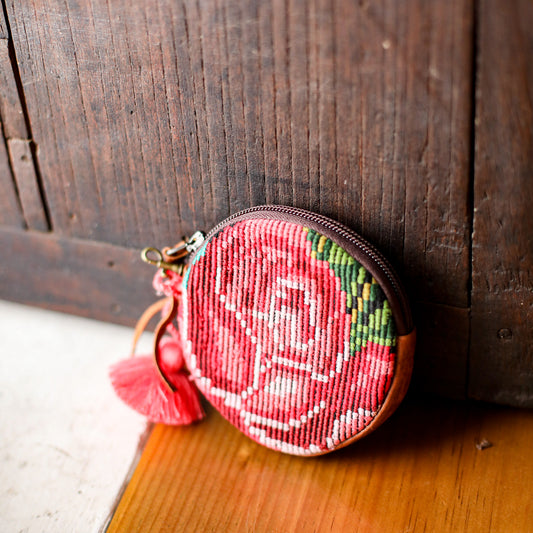 CIRCLE COIN PURSE - OOAK HUIPIL - HONEY - NO. 19052