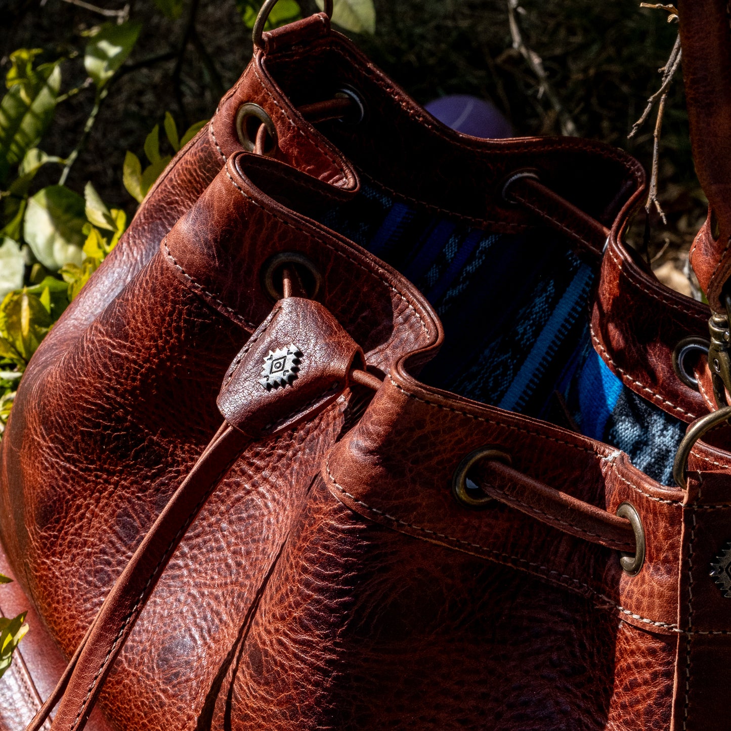 DRAWSTRING BUCKET BAG - FULL LEATHER - COPPER
