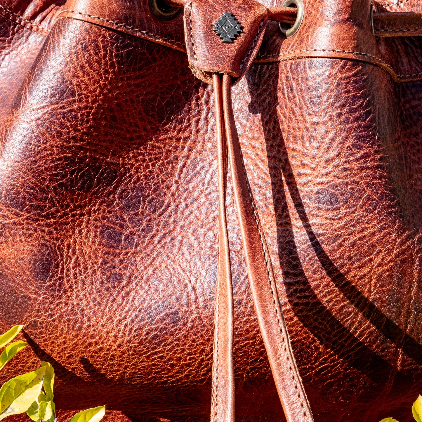 DRAWSTRING BUCKET BAG - FULL LEATHER - COPPER