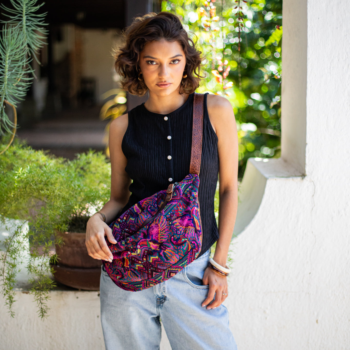 ETHAN BAG - OOAK HUIPIL - HONEY - NO. 18140