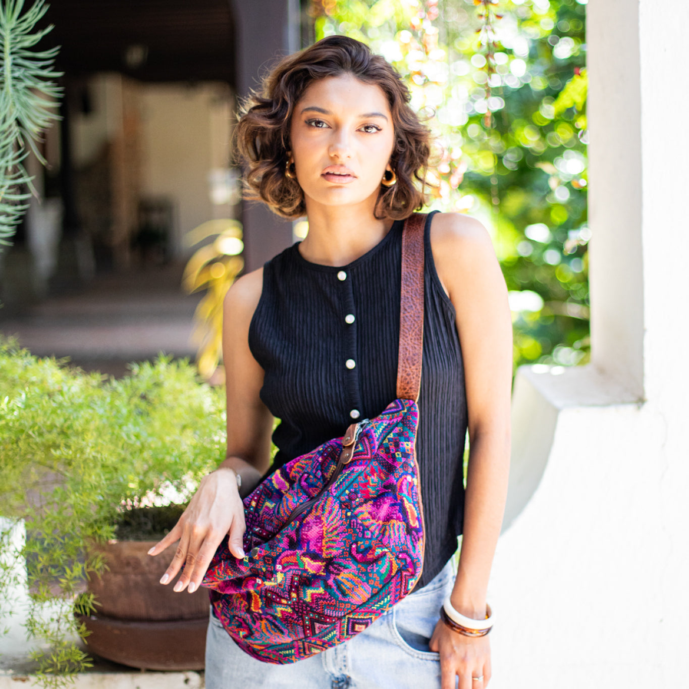 ETHAN BAG - OOAK HUIPIL - HONEY - NO. 18140