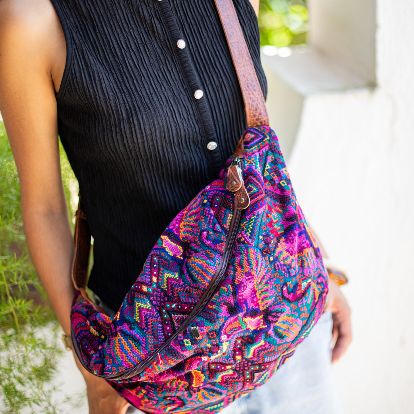 ETHAN BAG - OOAK HUIPIL - HONEY - NO. 18140