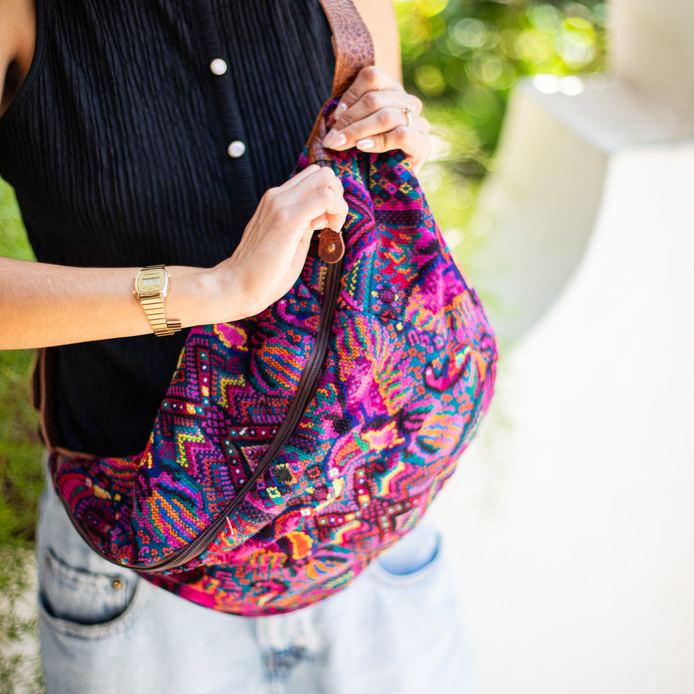 ETHAN BAG - OOAK HUIPIL - HONEY - NO. 18140