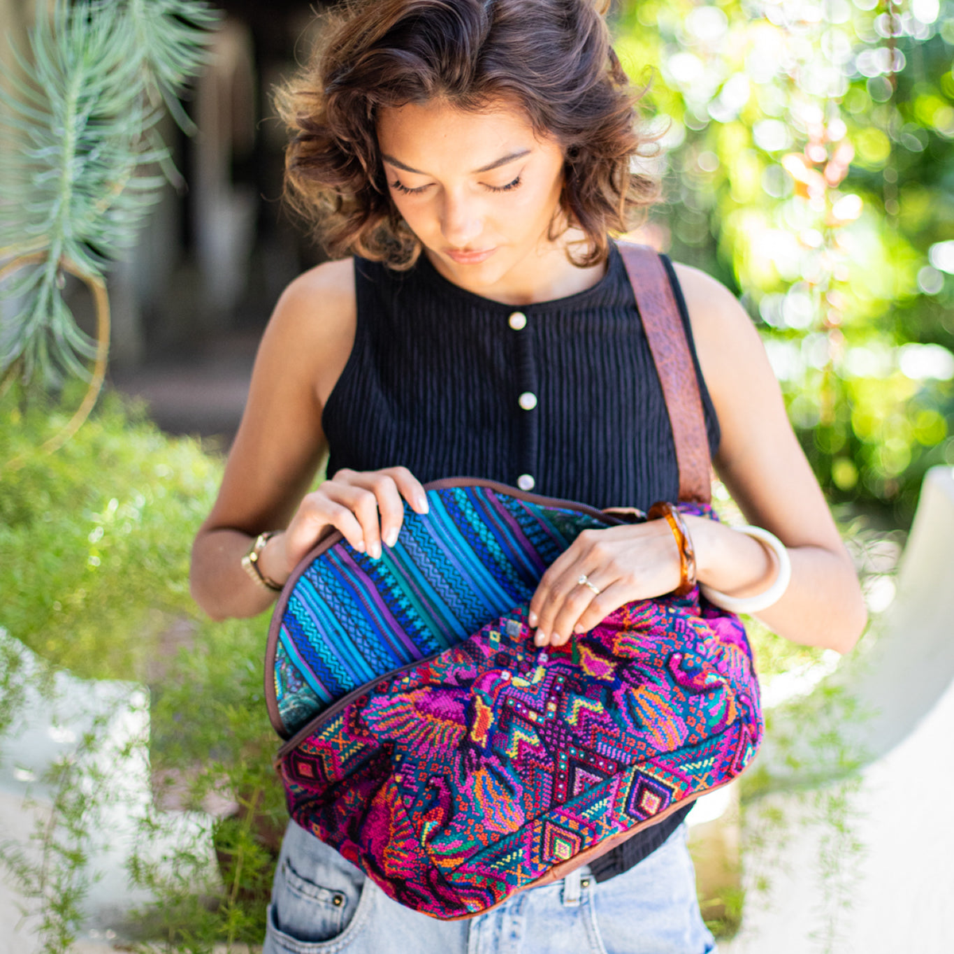 ETHAN BAG - OOAK HUIPIL - HONEY - NO. 18140