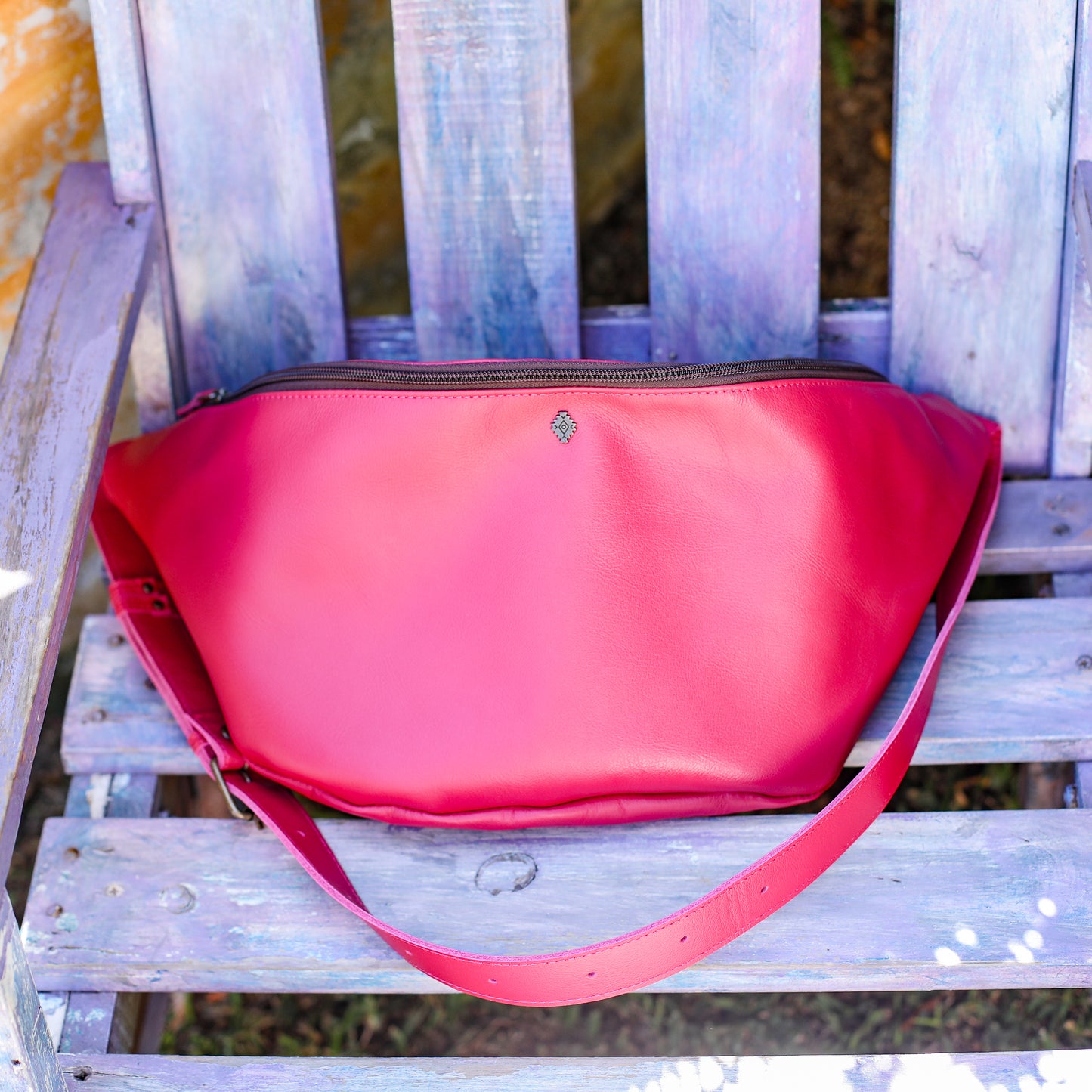 ETHAN BAG - FULL LEATHER - RASPBERRY