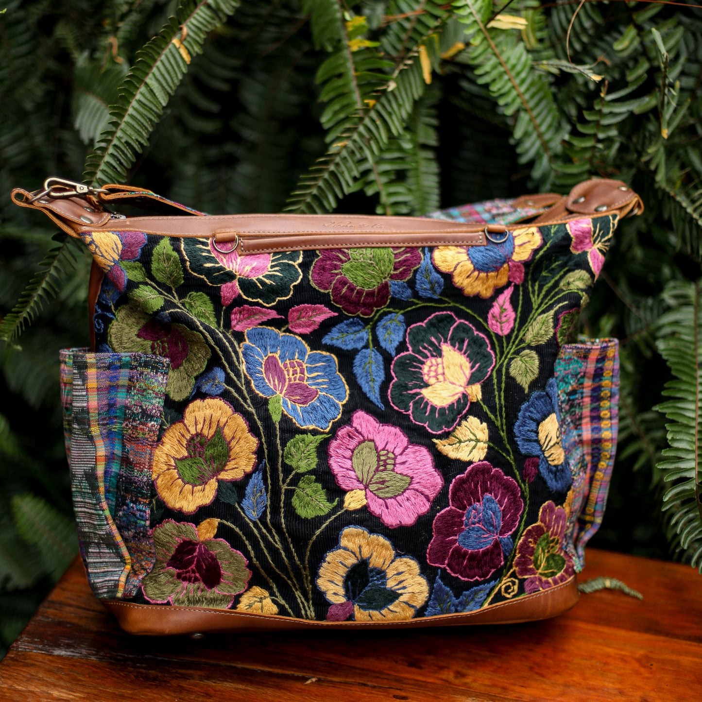 BEATRIZ CDB + DIAMANTE STRAP - H&S FLORAL - CAFE - NO. 200163