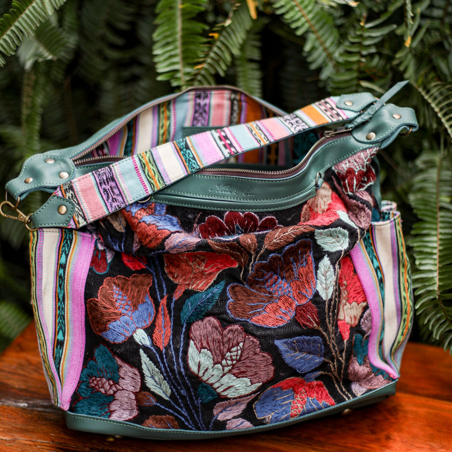 BEATRIZ CDB + DIAMANTE STRAP - H&S FLORAL - EVERGLADE - NO. 200156