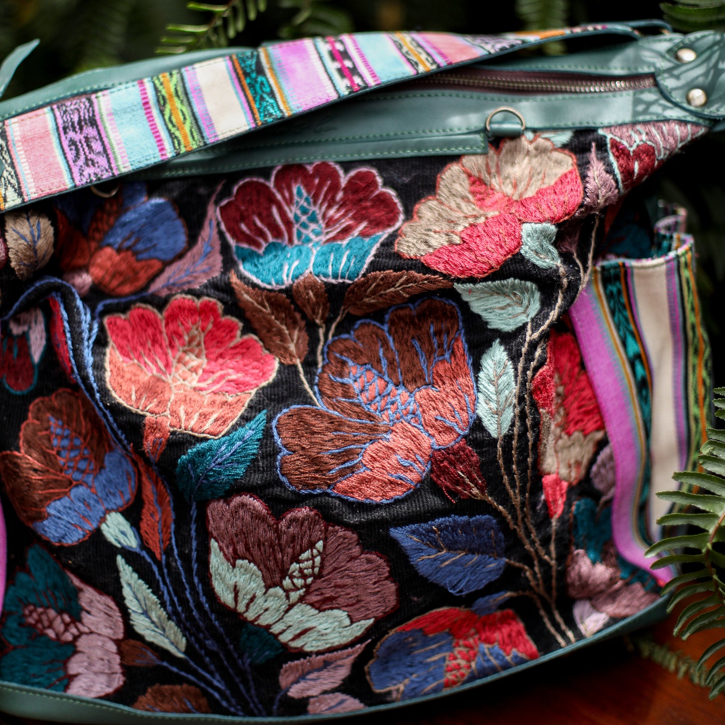 BEATRIZ CDB + DIAMANTE STRAP - H&S FLORAL - EVERGLADE - NO. 200156
