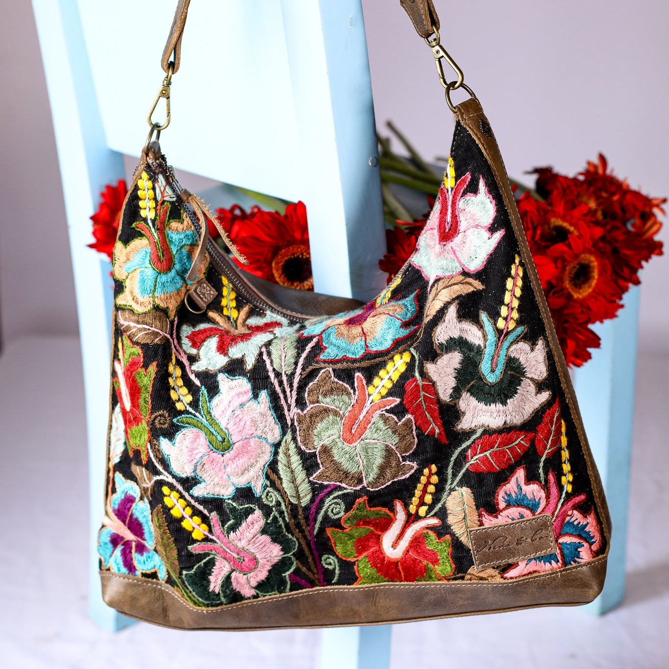 PENELOPE BAG - H&S EMBROIDERED FLORAL - FOSSIL - NO. 200576