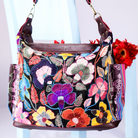 BEATRIZ CDB + DIAMANTE STRAP - H&S FLORAL - VINO TINTO - NO. 200565