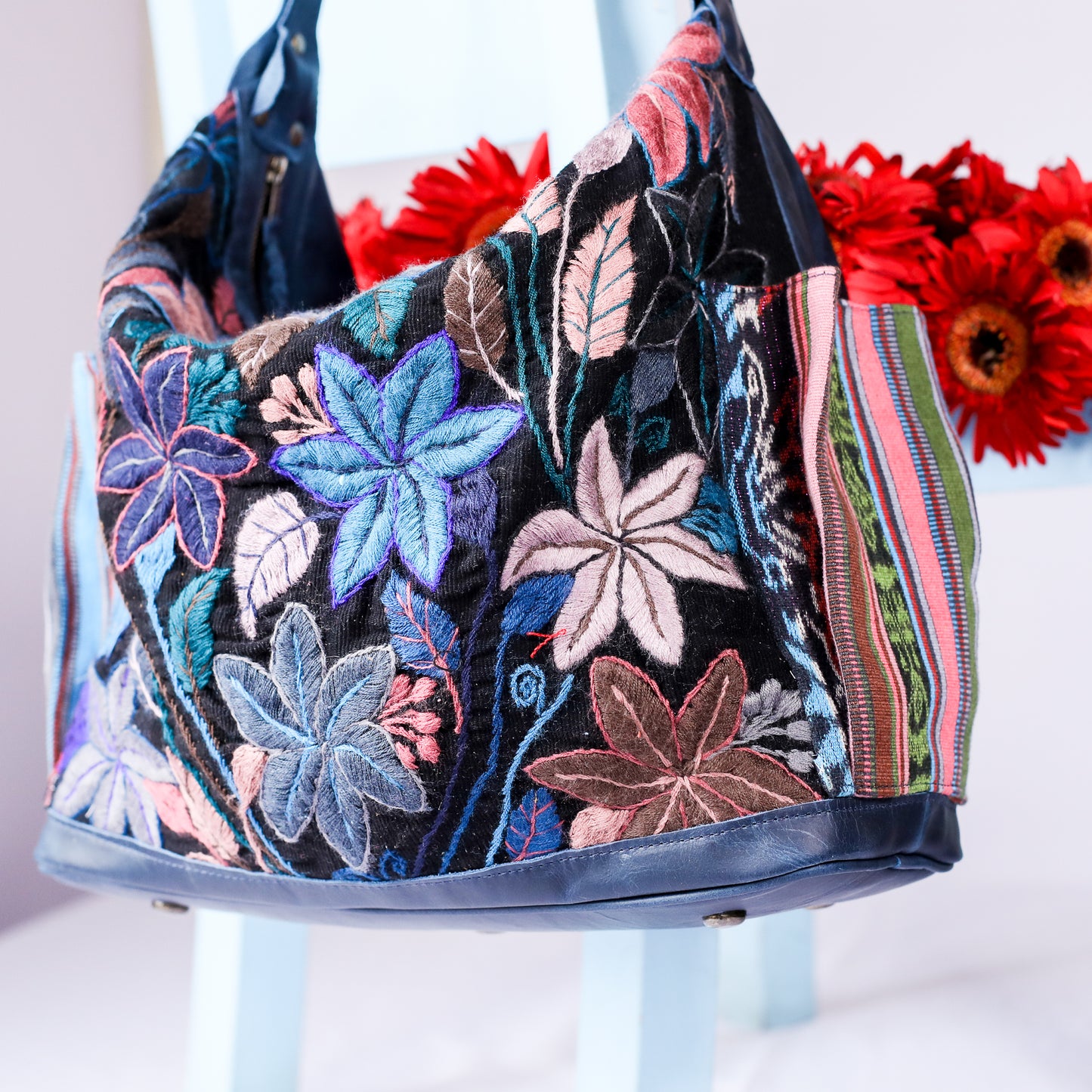 BEATRIZ CDB + DIAMANTE STRAP - H&S FLORAL - NAVY - NO. 200564