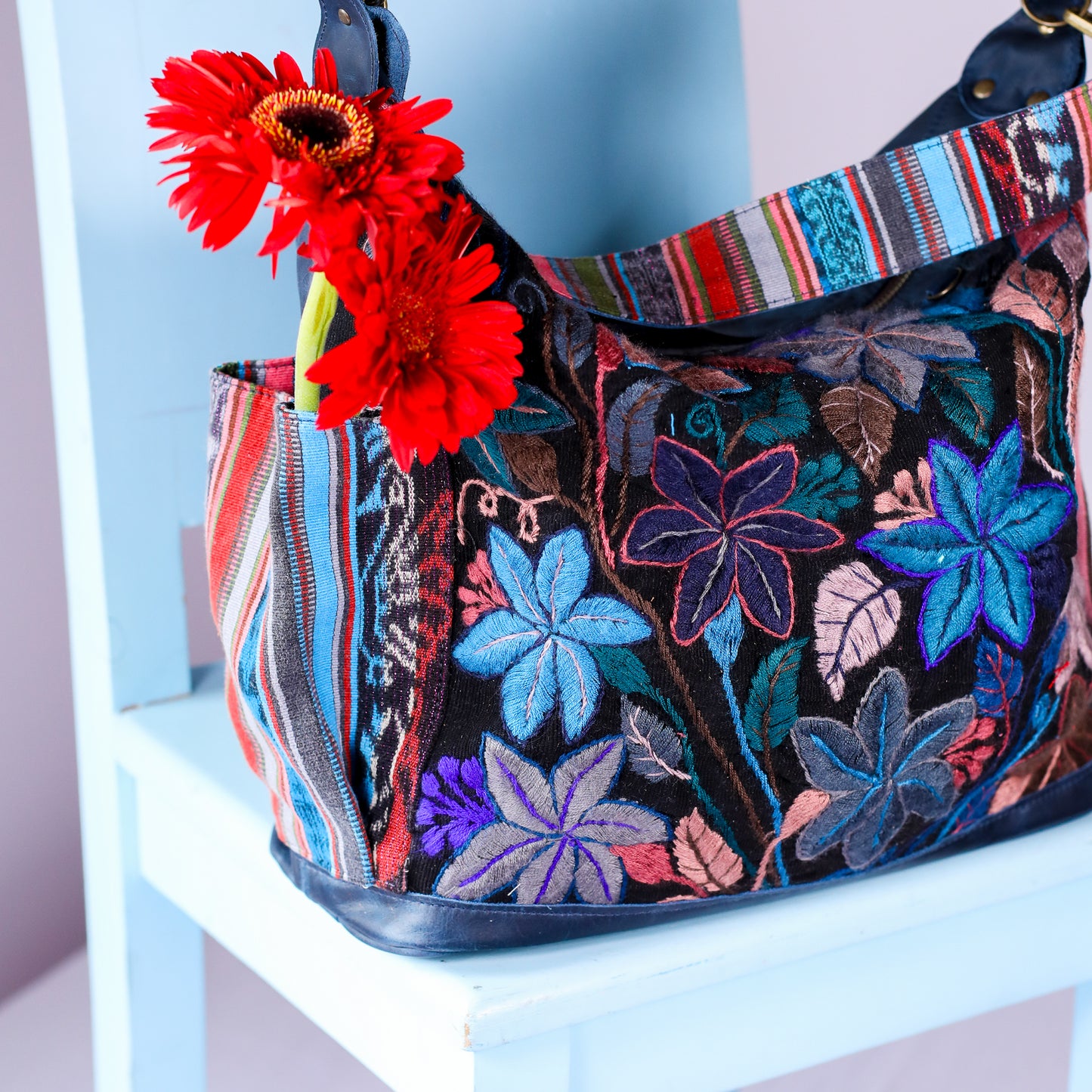 BEATRIZ CDB + DIAMANTE STRAP - H&S FLORAL - NAVY - NO. 200564