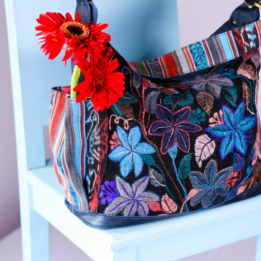 BEATRIZ CDB + DIAMANTE STRAP - H&S FLORAL - NAVY - NO. 200564