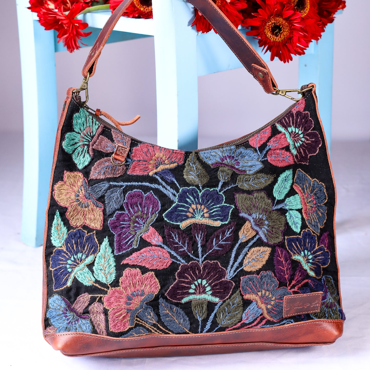 PENELOPE BAG - H&S EMBROIDERED FLORAL - COPPER - NO. 200566
