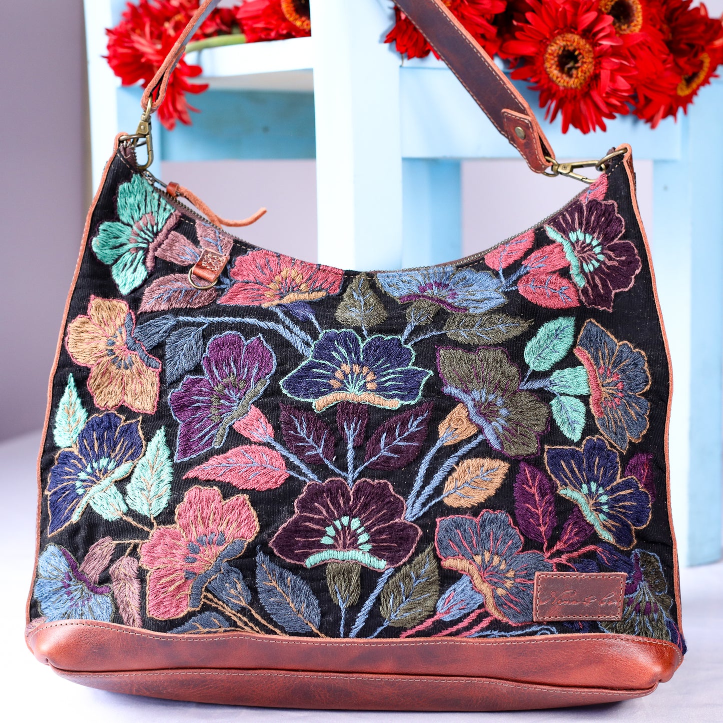 PENELOPE BAG - H&S EMBROIDERED FLORAL - COPPER - NO. 200566
