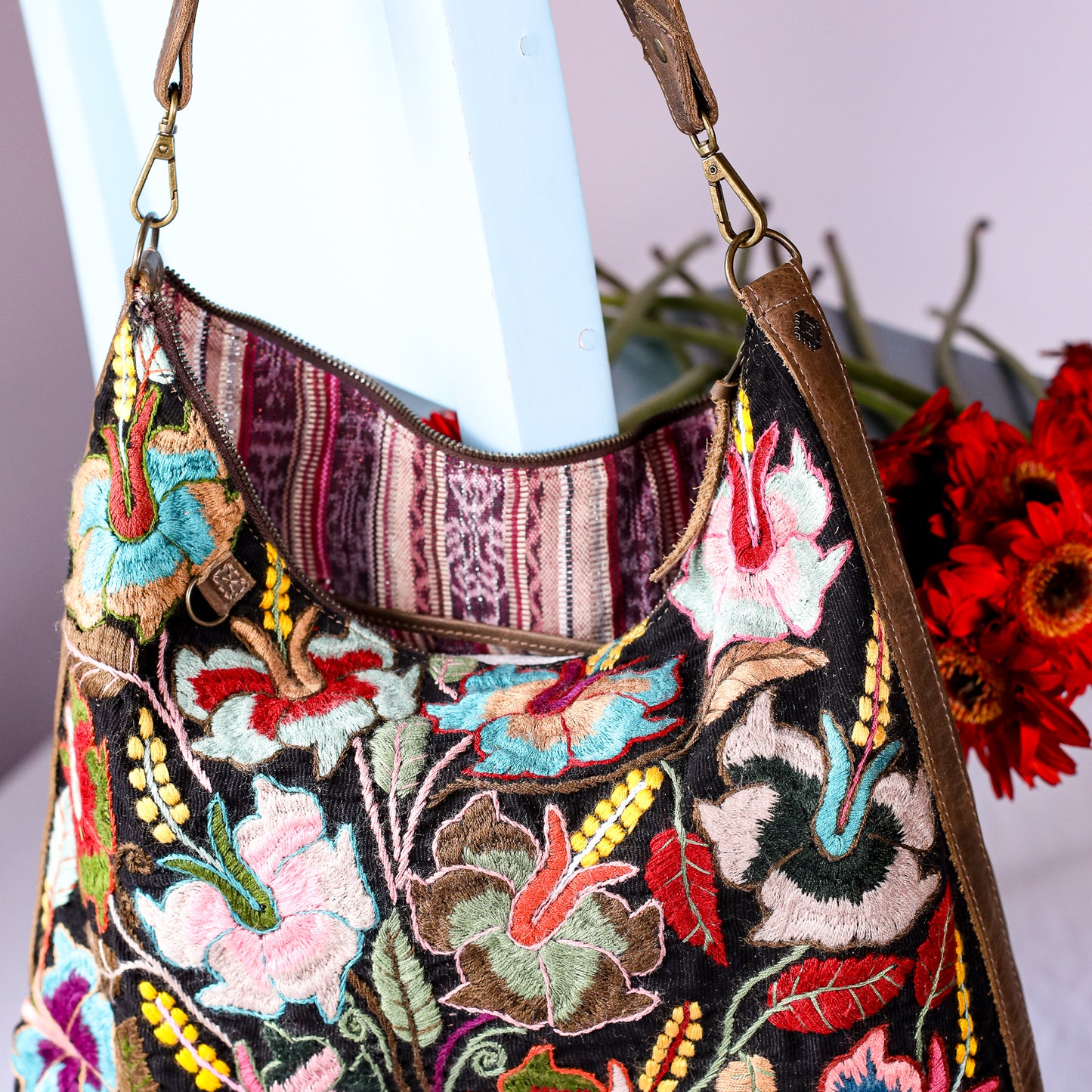 PENELOPE BAG - H&S EMBROIDERED FLORAL - FOSSIL - NO. 200576