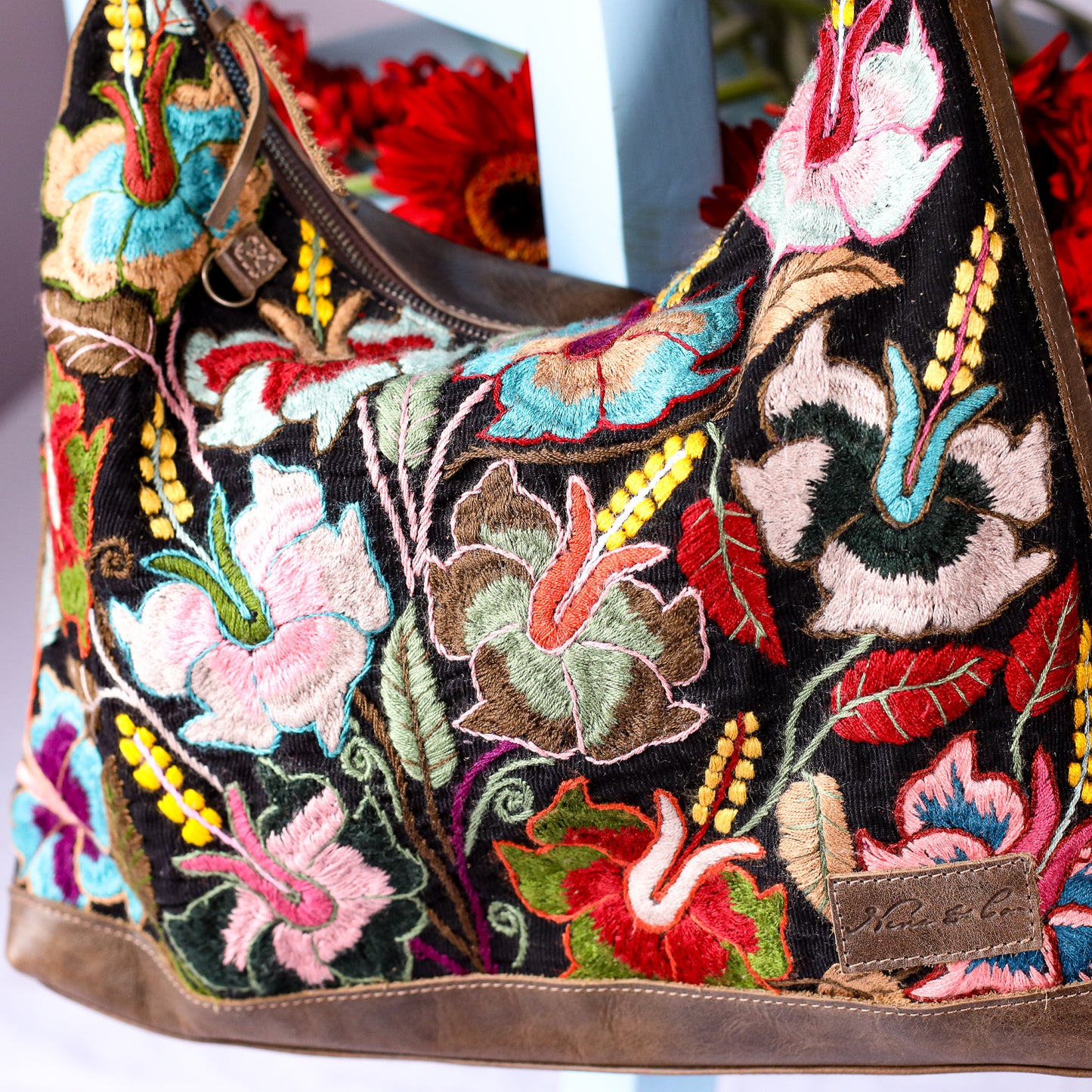 PENELOPE BAG - H&S EMBROIDERED FLORAL - FOSSIL - NO. 200576