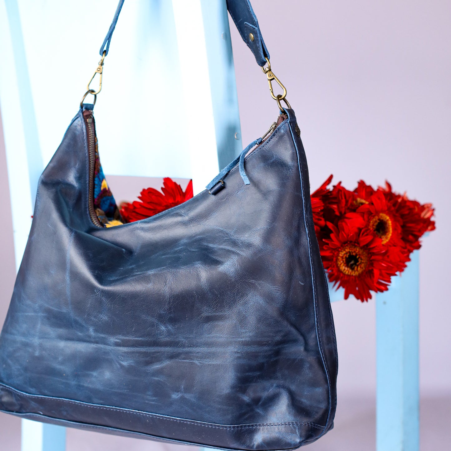 PENELOPE BAG - H&S EMBROIDERED FLORAL - NAVY - NO. 200573