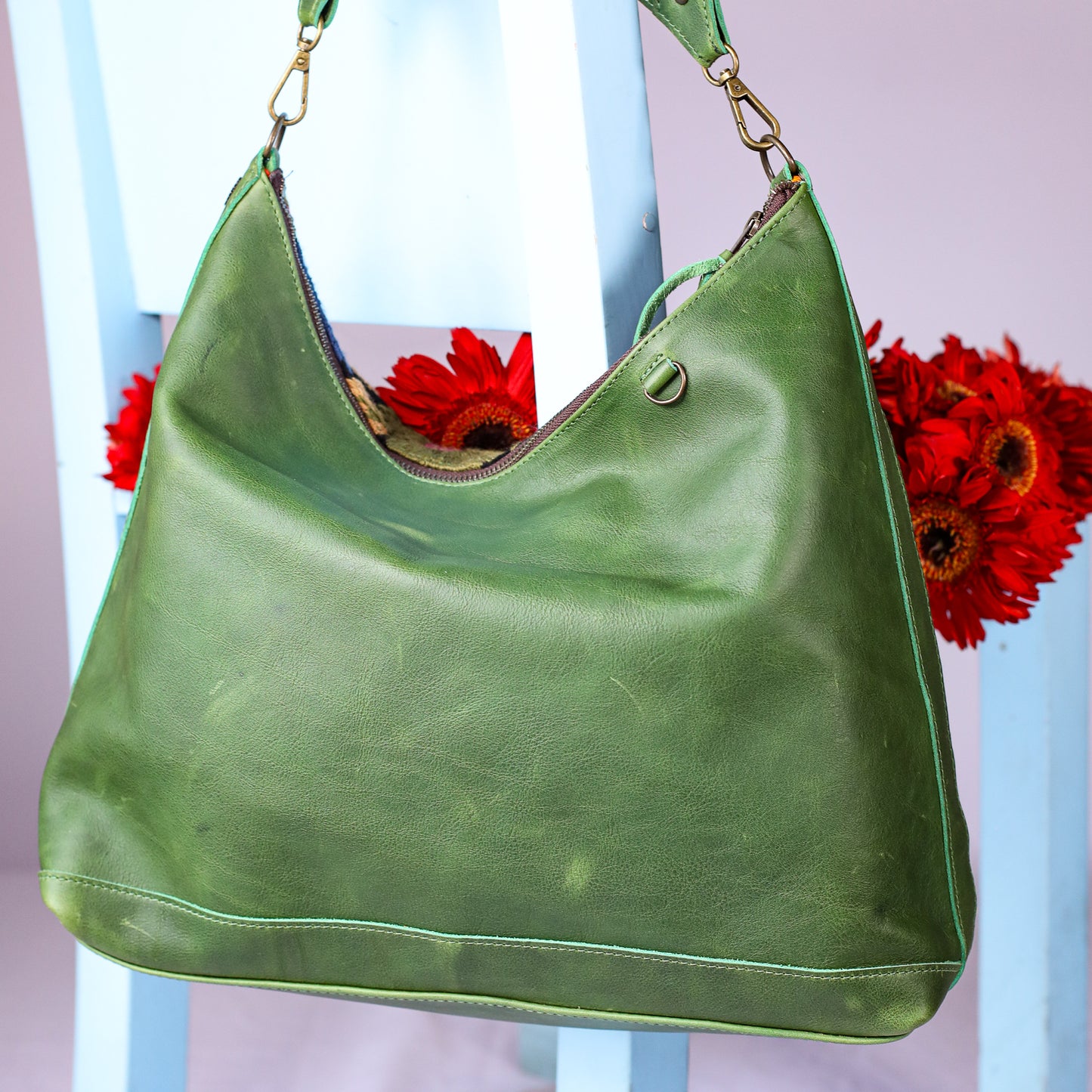 PENELOPE BAG - H&S EMBROIDERED FLORAL - EMERALD - NO. 200568