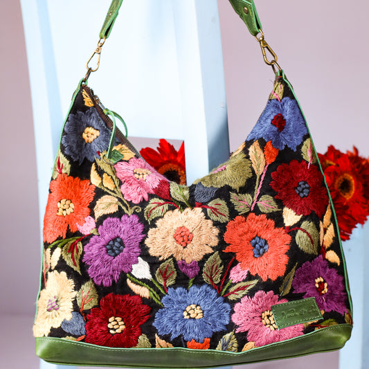 PENELOPE BAG - H&S EMBROIDERED FLORAL - EMERALD - NO. 200568